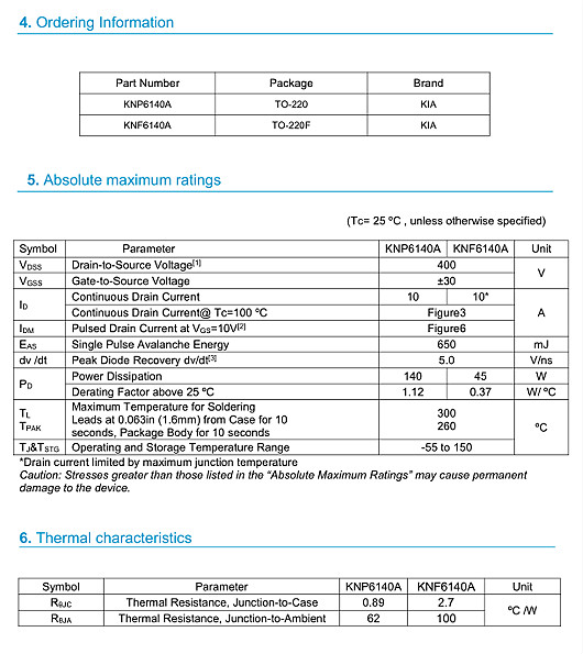 450V11A規格書;MOS管6140參數 450V11A規格書;MOS管6140參數