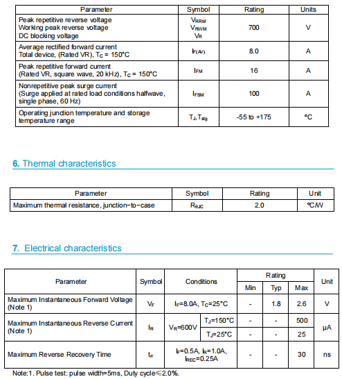 8a700v快恢復管,08tb70