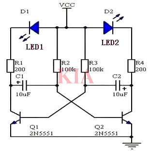 led閃爍電路圖,原理