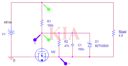 防反接保護電路,直流電源防反接電路-KIA MOS管
