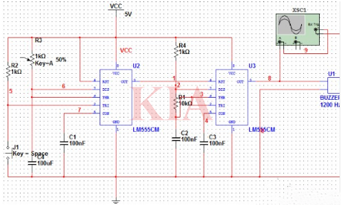 555報警器電路,工作原理圖-KIA MOS管